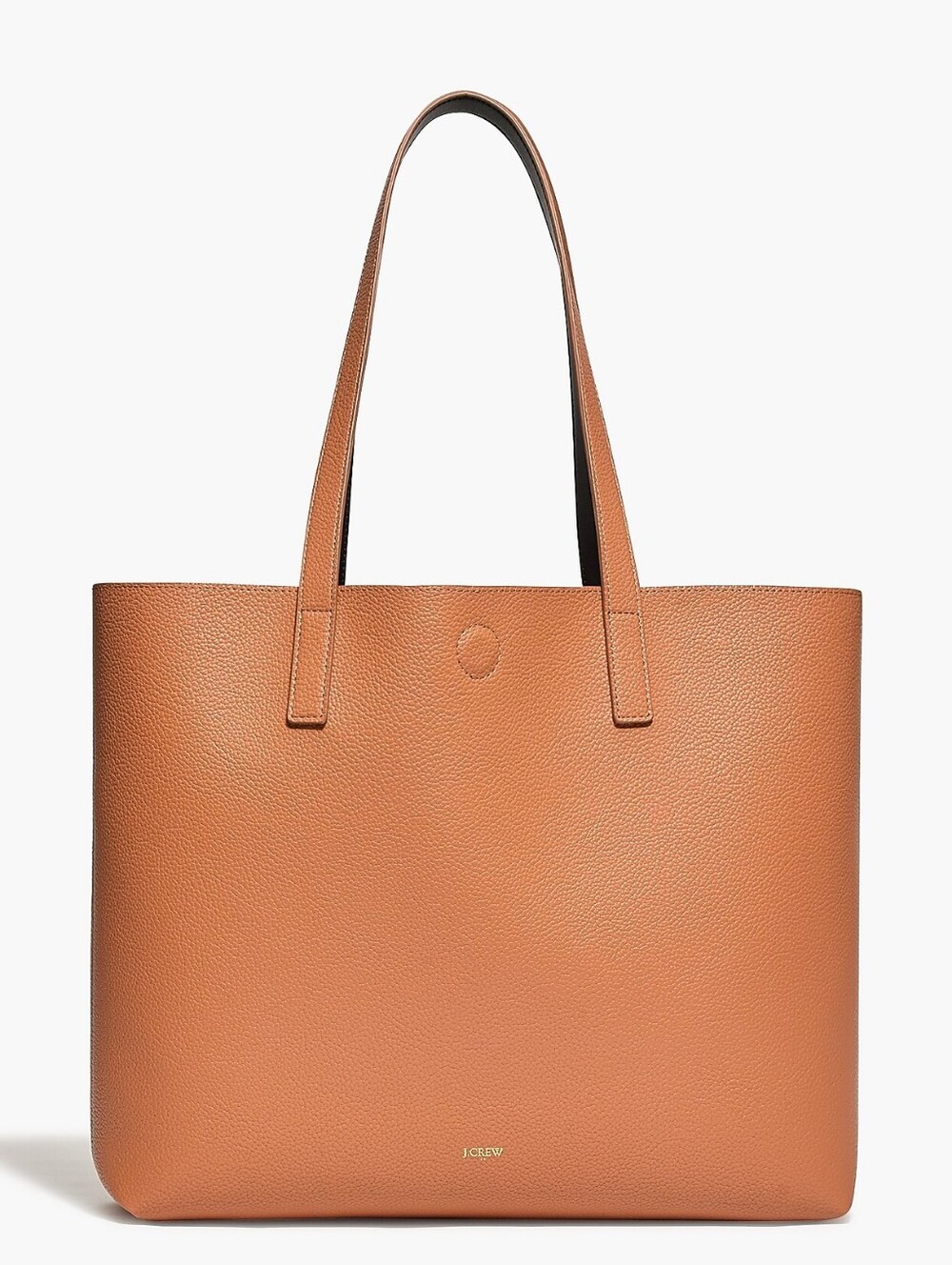 J. Crew Pebbled Leather Reversible Tote in Cognac/black